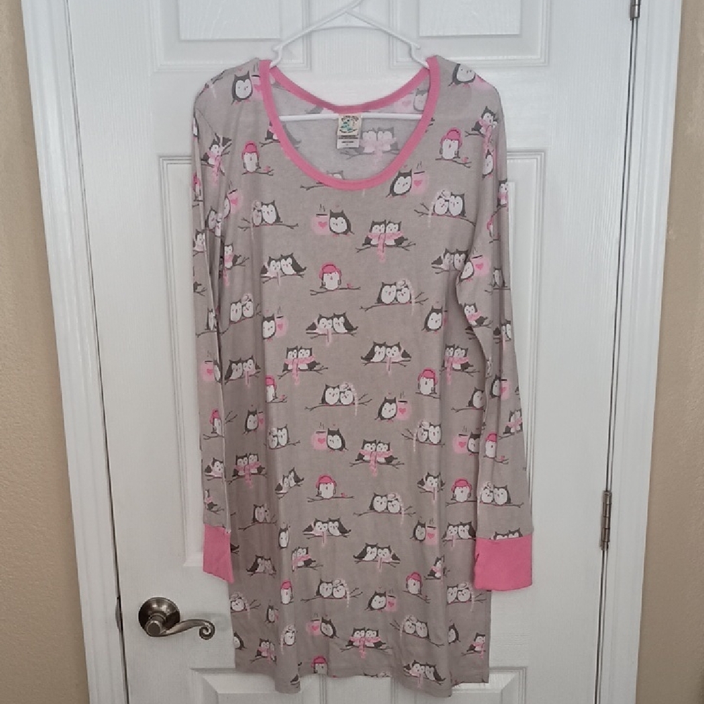 New Munki Munki Owl Pajama XL Night Shirt Long Sleeve Sleepwear Nite-Nite (b580)